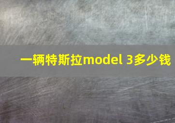 一辆特斯拉model 3多少钱